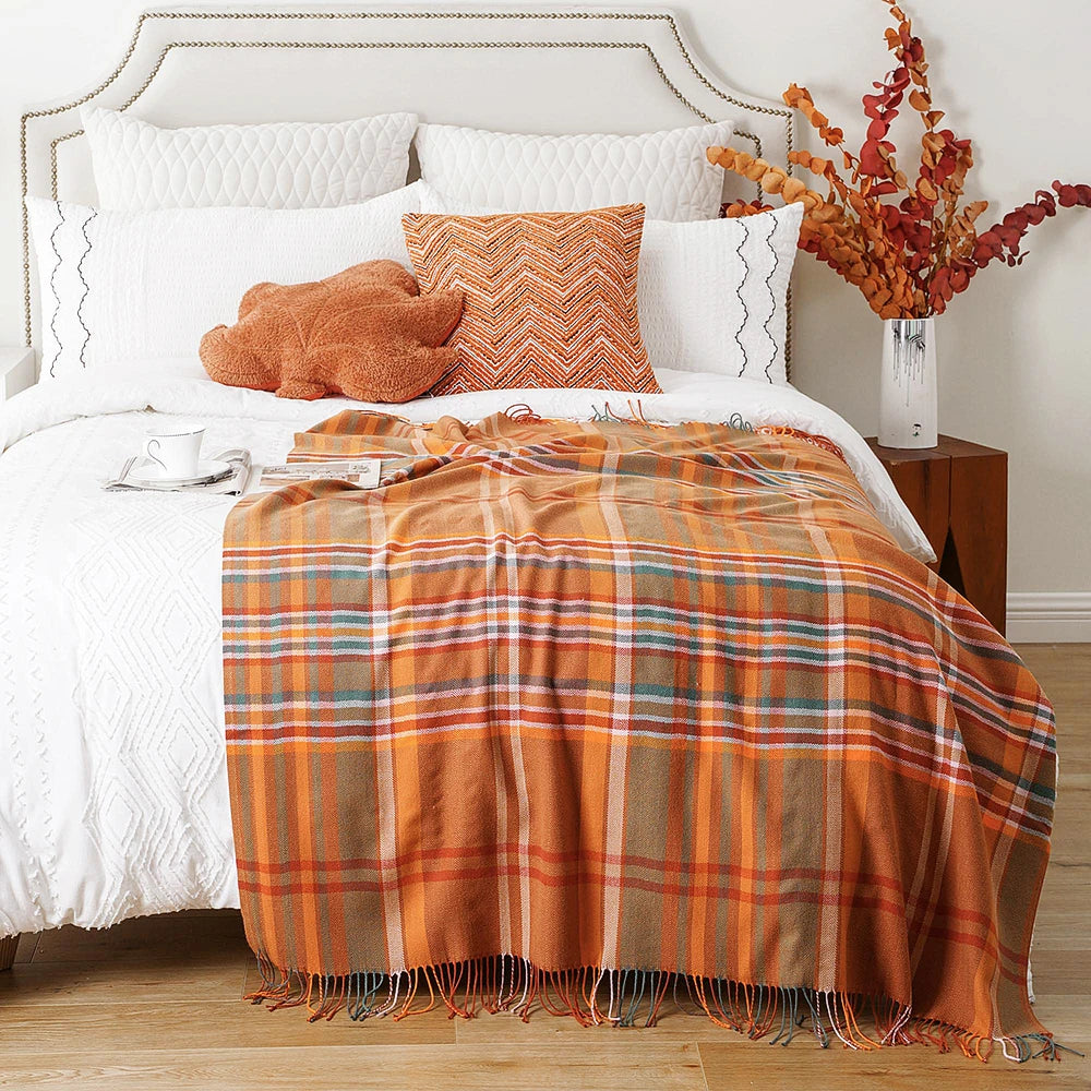 Autumn Plaid Throw Blanket — Cozy Fall Home Décor