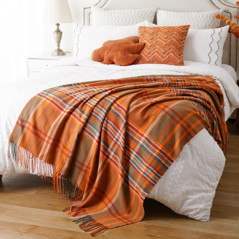 Autumn Plaid Throw Blanket — Cozy Fall Home Décor