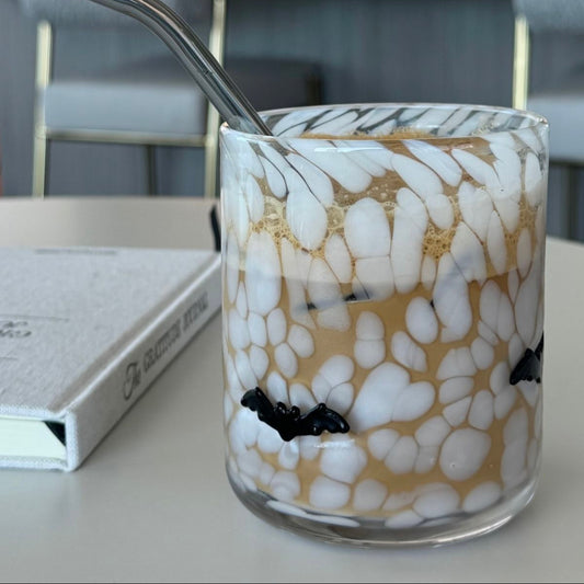 Pumpkin & Bat Glass or Candle Holder — Warm Glow for Cozy Autumn Nights