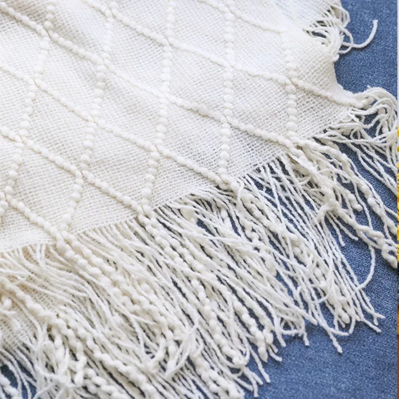 Cable Knit Throw Blanket | Cozy Tassel Sofa Throw - Image 2
