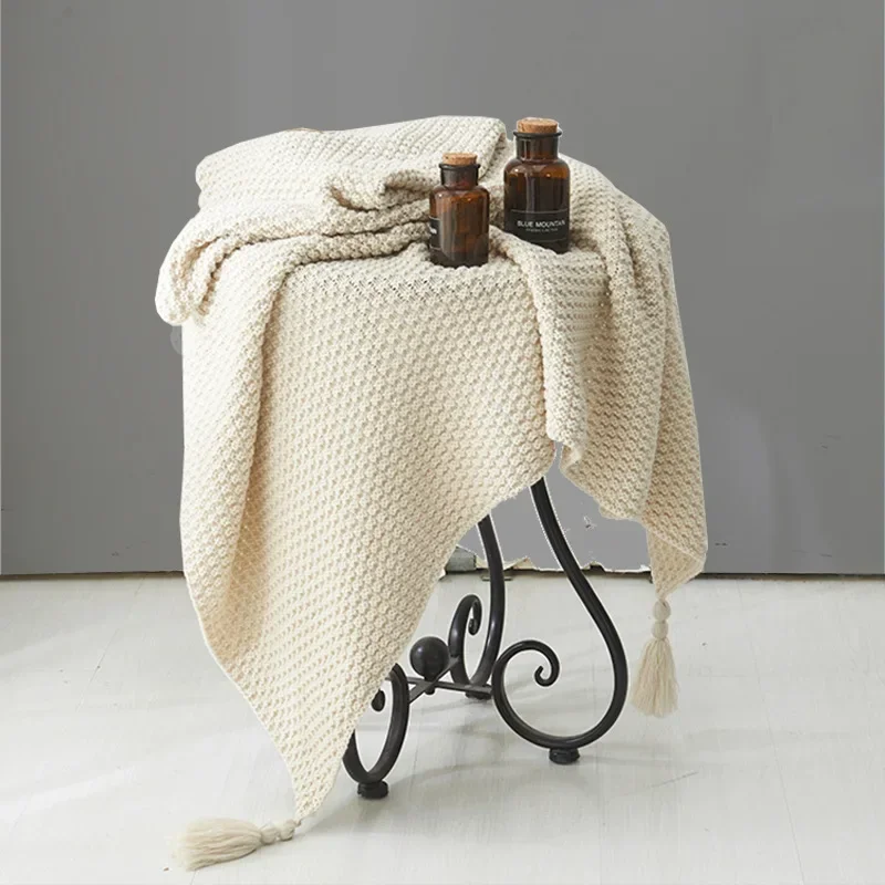 Café Plaid Knit Throw Blanket | Cozy Tassel Sofa Throw - Image 7