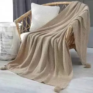 Café Plaid Knit Throw Blanket | Cozy Tassel Sofa Throw