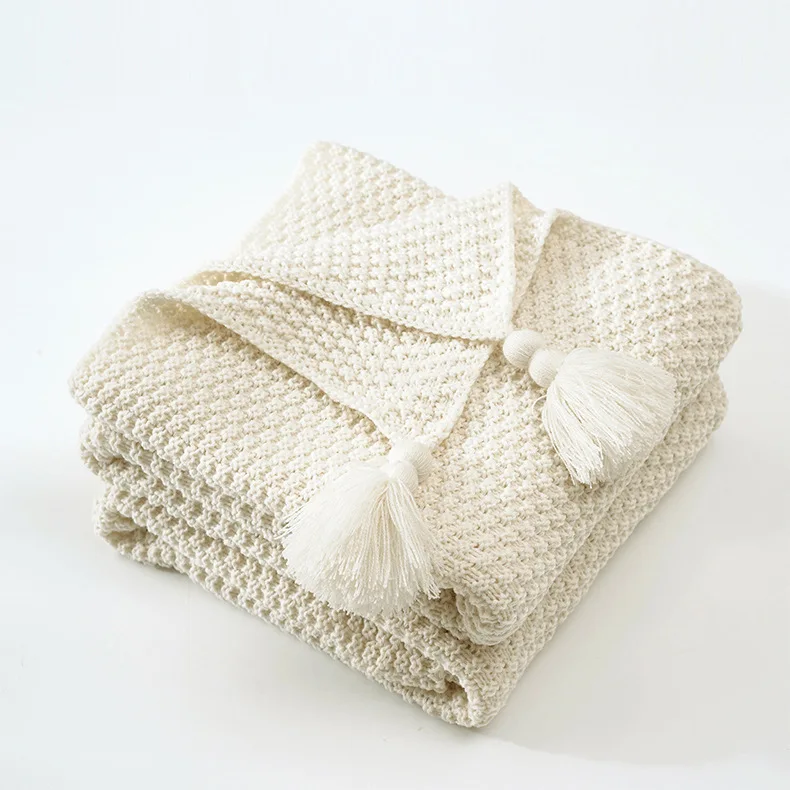 Café Plaid Knit Throw Blanket | Cozy Tassel Sofa Throw - Image 2