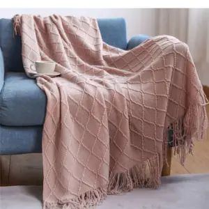 Cable Knit Throw Blanket | Cozy Tassel Sofa Throw