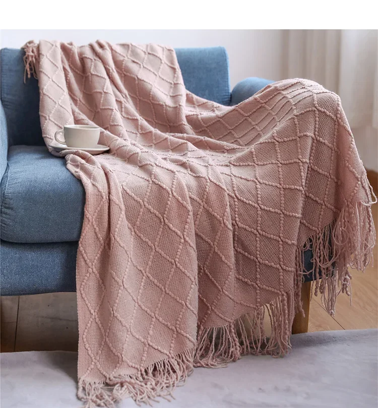 Cable Knit Throw Blanket | Cozy Tassel Sofa Throw - Image 8