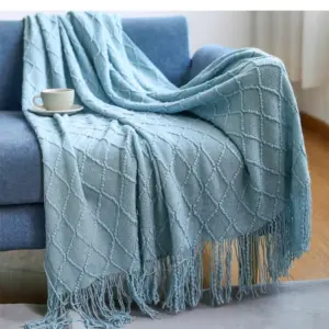 Cable Knit Throw Blanket | Cozy Tassel Sofa Throw