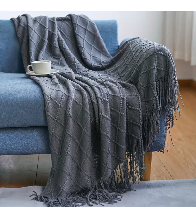 Cable Knit Throw Blanket | Cozy Tassel Sofa Throw - Image 6