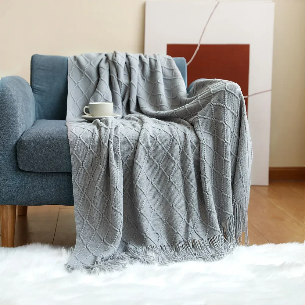 Cable Knit Throw Blanket | Cozy Tassel Sofa Throw - Image 5